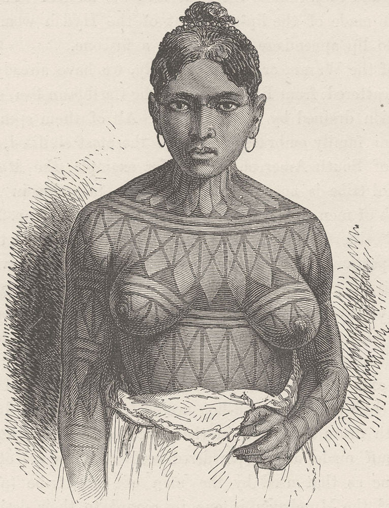 BRAZIL. Munduruku Indian woman 1890 old antique vintage print picture